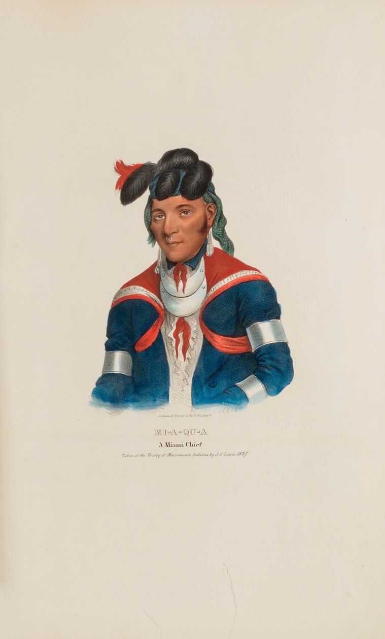 MI-A-QU-A; Miamin päällikkö, Aboriginaalien portfoliosta. tekijältä James Otto Lewis