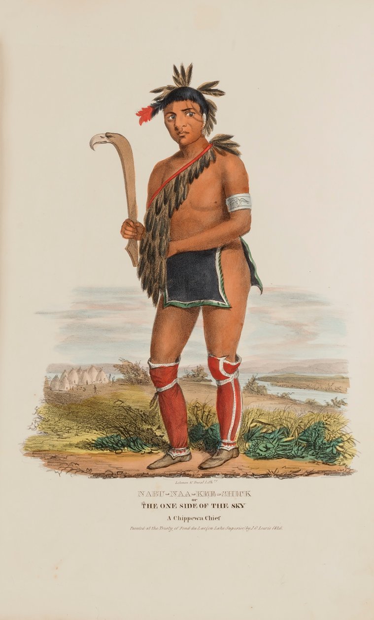 NABU-NAA-KEE-KEE-SHICK tai taivaan toinen puoli, Chippewa-päällikkö, Aboriginaalien portfoliosta. tekijältä James Otto Lewis