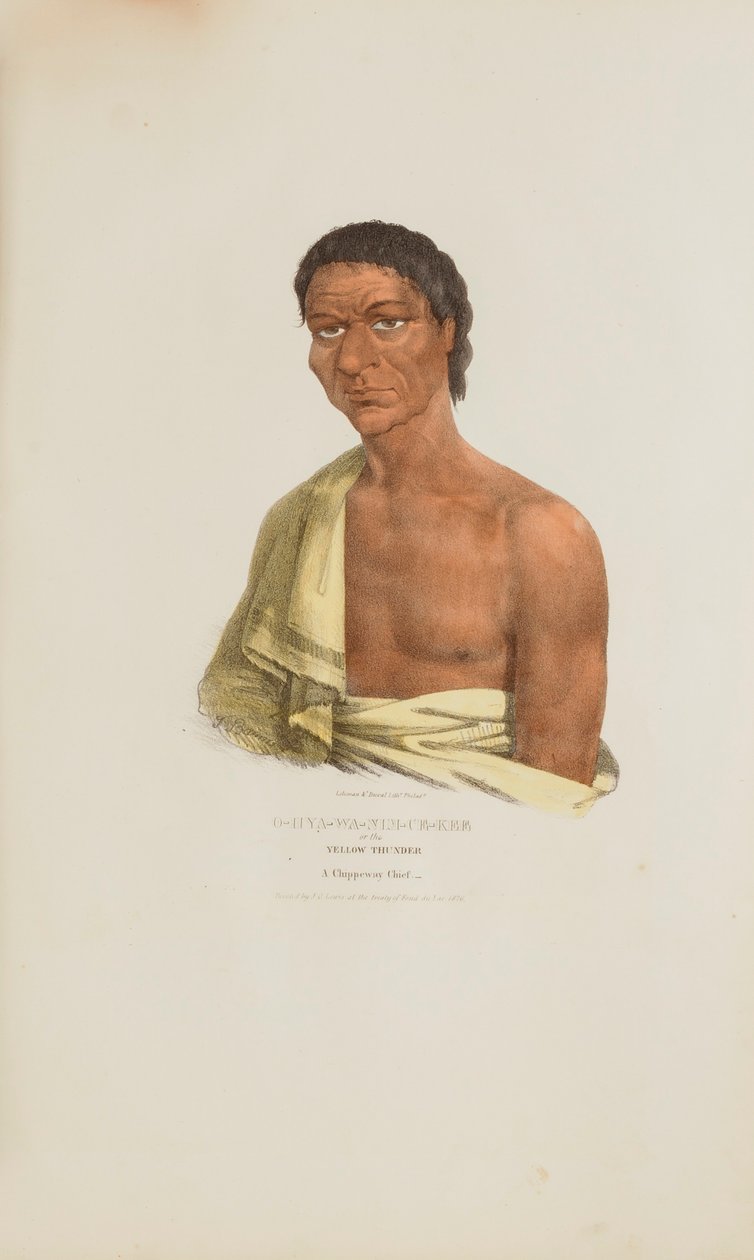O-HYA-WA-NIM-CE-KEE eli Keltainen ukkonen; Chippeway Chief, Aboriginaalien portfoliosta. tekijältä James Otto Lewis