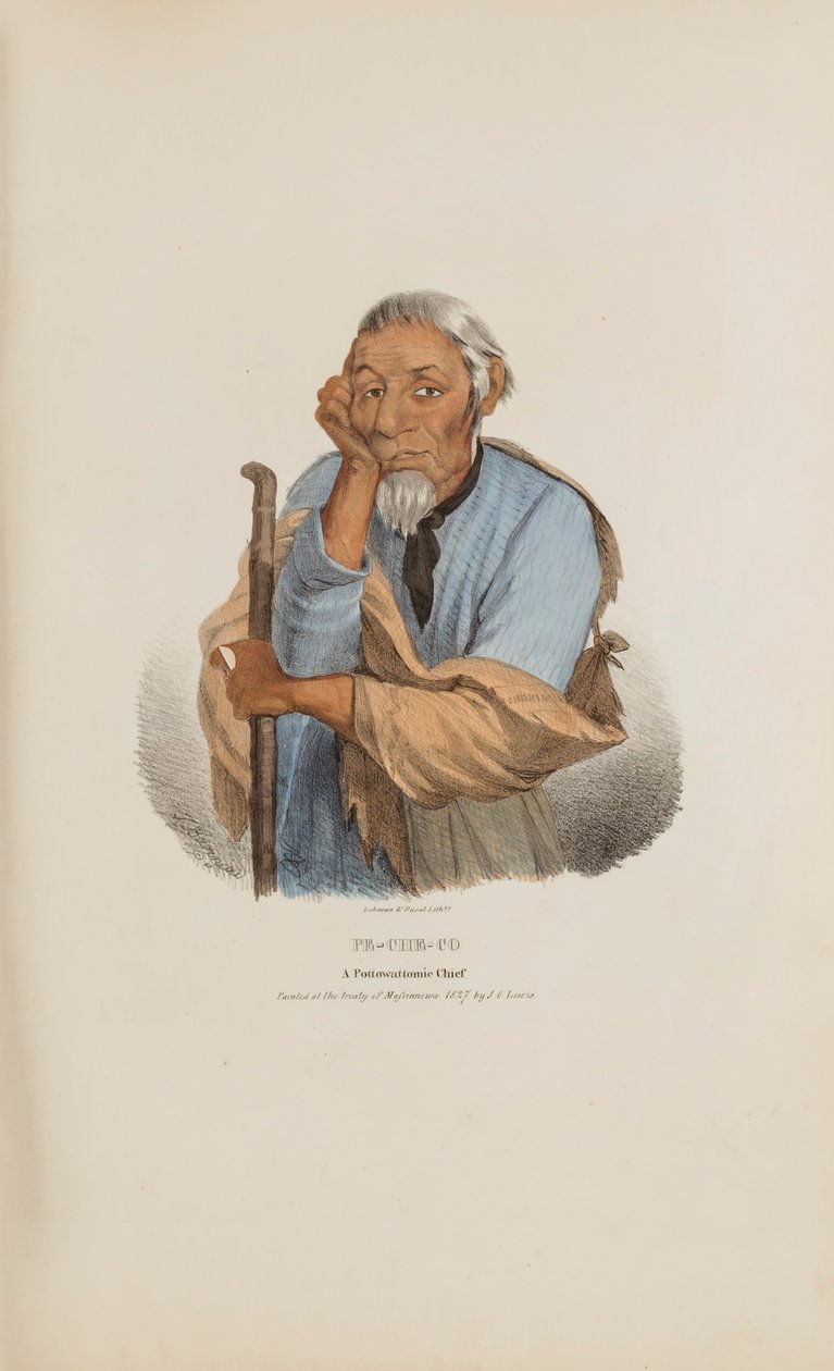 PE-CHE-CO; Pottowattomien päällikkö, Aboriginaalien salkusta. tekijältä James Otto Lewis