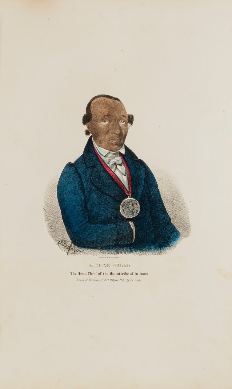RICHARDVILLE; Miami-intiaaniheimon pääpäällikkö, julkaisusta The Aboriginal Portfolio (alkuperäiskansojen salkku). tekijältä James Otto Lewis