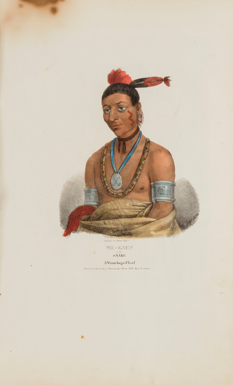 WA-KAUN eli Käärme; Winnebago Chief, Aboriginaalien portfoliosta. tekijältä James Otto Lewis