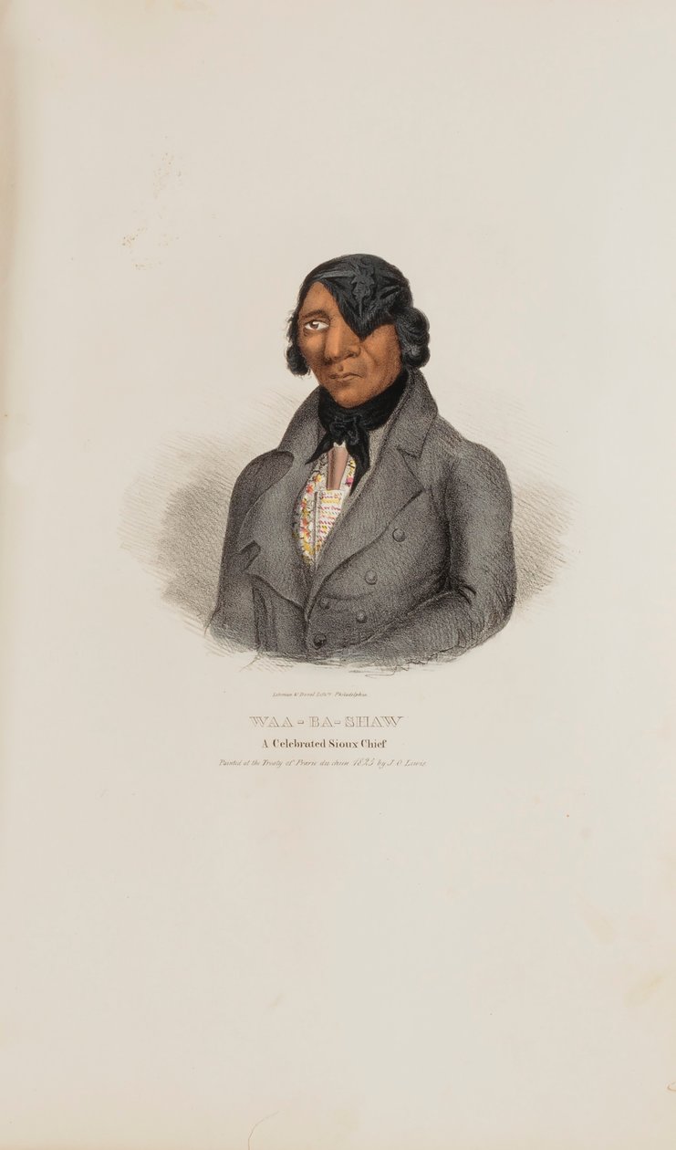 WAA-BA-SHAW; juhlittu sioux-päällikkö, julkaisusta The Aboriginal Portfolio (Alkuperäiskansojen salkku) tekijältä James Otto Lewis