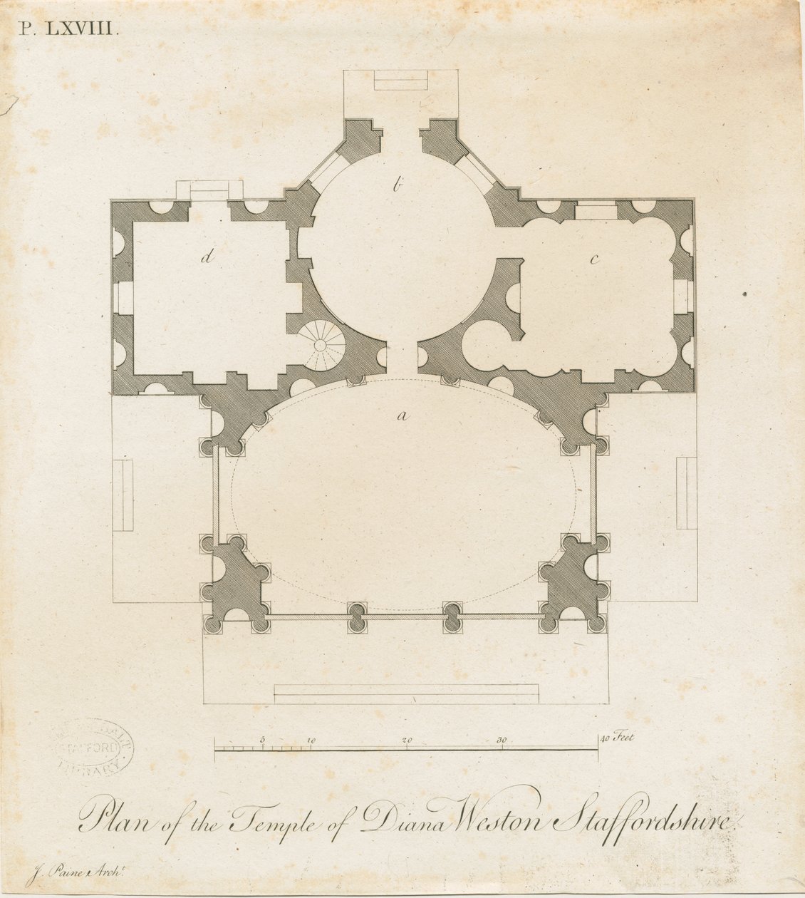 Weston-under-Lizard - Dianan temppeli: kaiverrus, nd [c 1765-1770] (tulostus) tekijältä James Paine