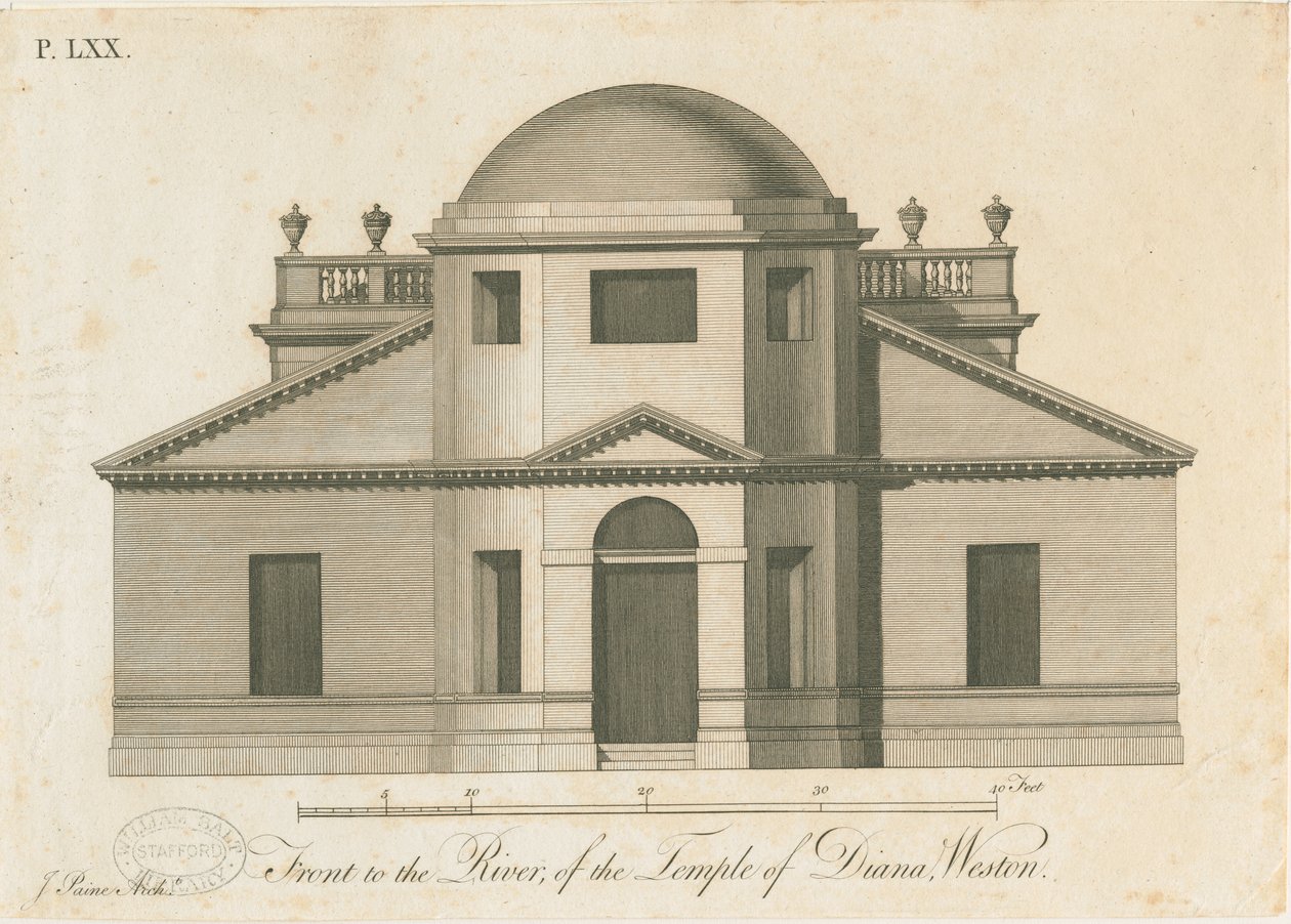 Weston-under-Lizard - Dianan temppeli: kaiverrus, nd [c 1765-1770] tekijältä James Paine