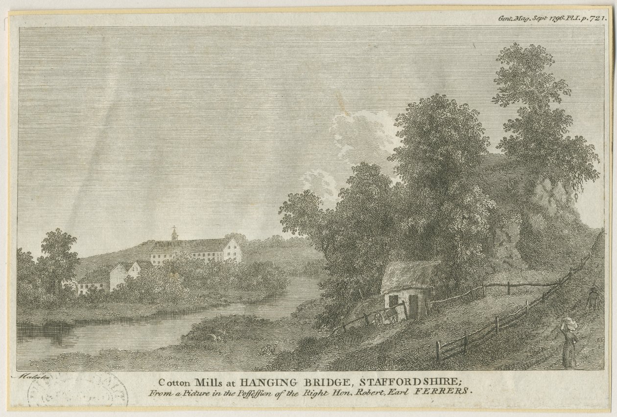 Mayfield - Riippusilta: kaiverrus, nd [c 1796] tekijältä James Peller Malcolm