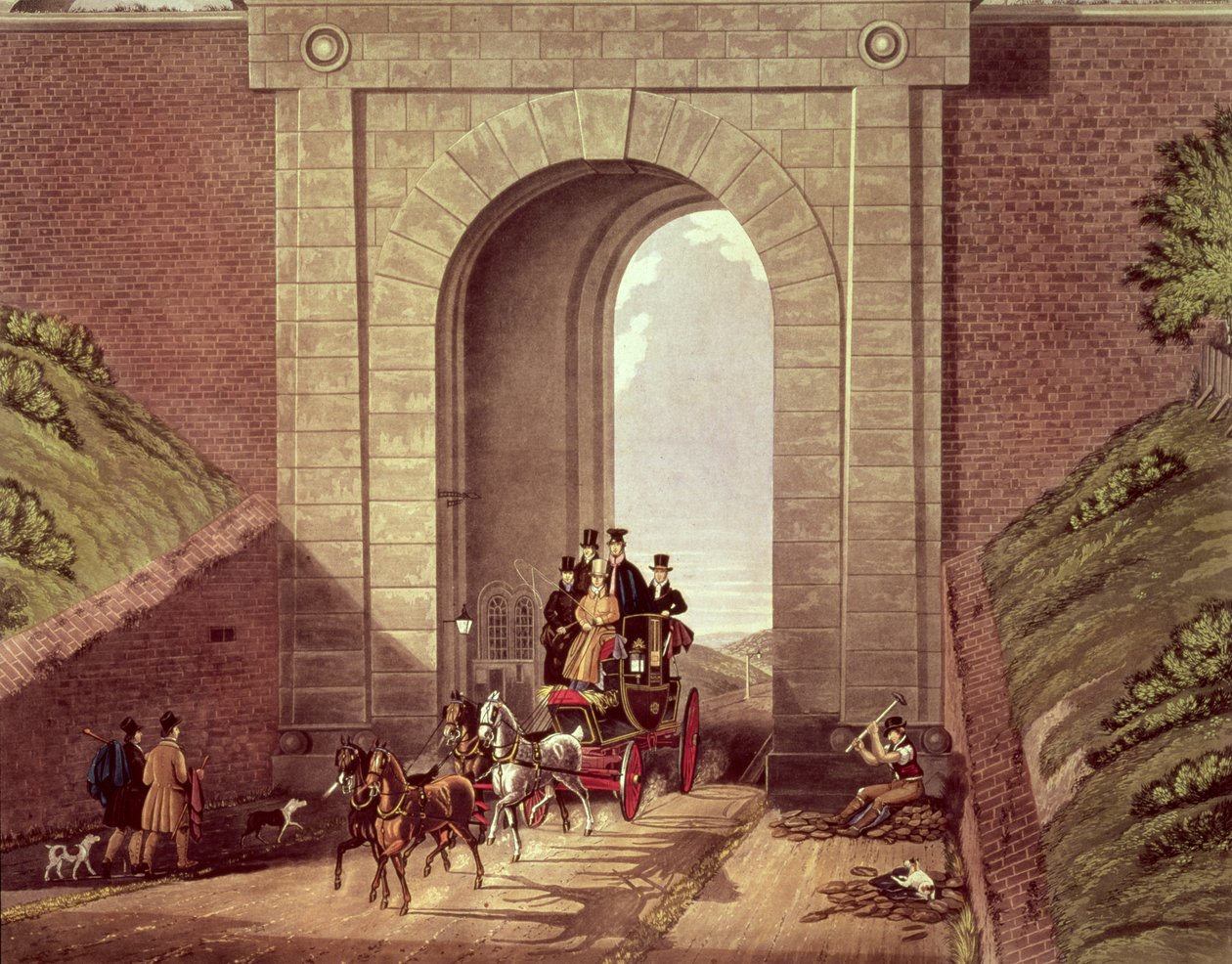 Highgate-tunneli, kaivertanut George Hunt, n. 1830 tekijältä James Pollard