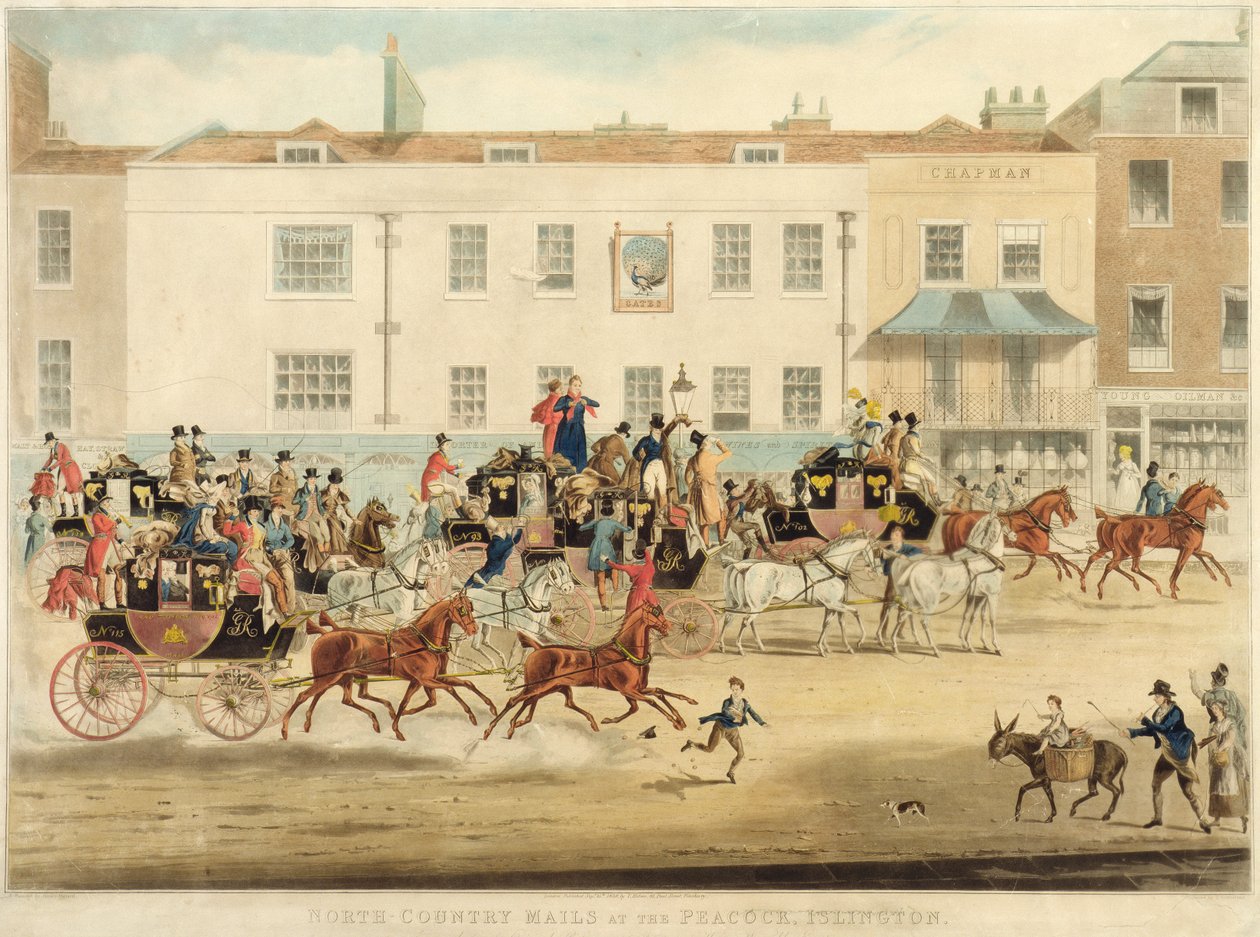 North Country Mails at The Peacock, Islington, 1838 tekijältä James Pollard