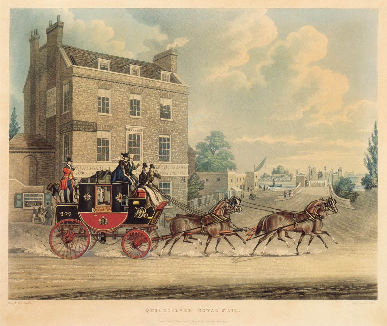 Quicksilver Royal Mail ohitti tähden ja sukkanauhan Kew Bridgellä, 1835 tekijältä James Pollard