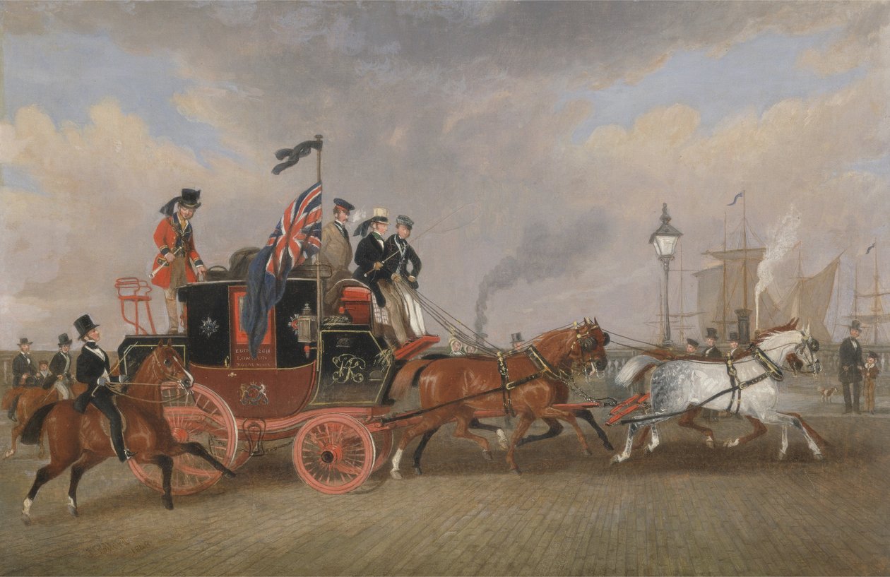 "The Last of the Mail Coaches": Edinburgh-Lontoo Royal Mail Newcastle-upon-Tynessä, 5. heinäkuuta 1847 tekijältä James Pollard