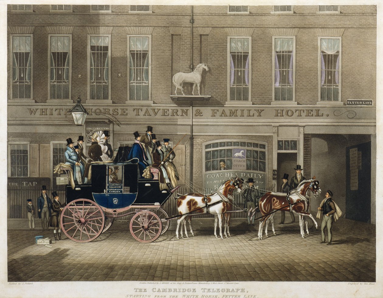 "The Cambridge Teelgraph", White Horse, Fetter Lane, Lontoo tekijältä James Pollard