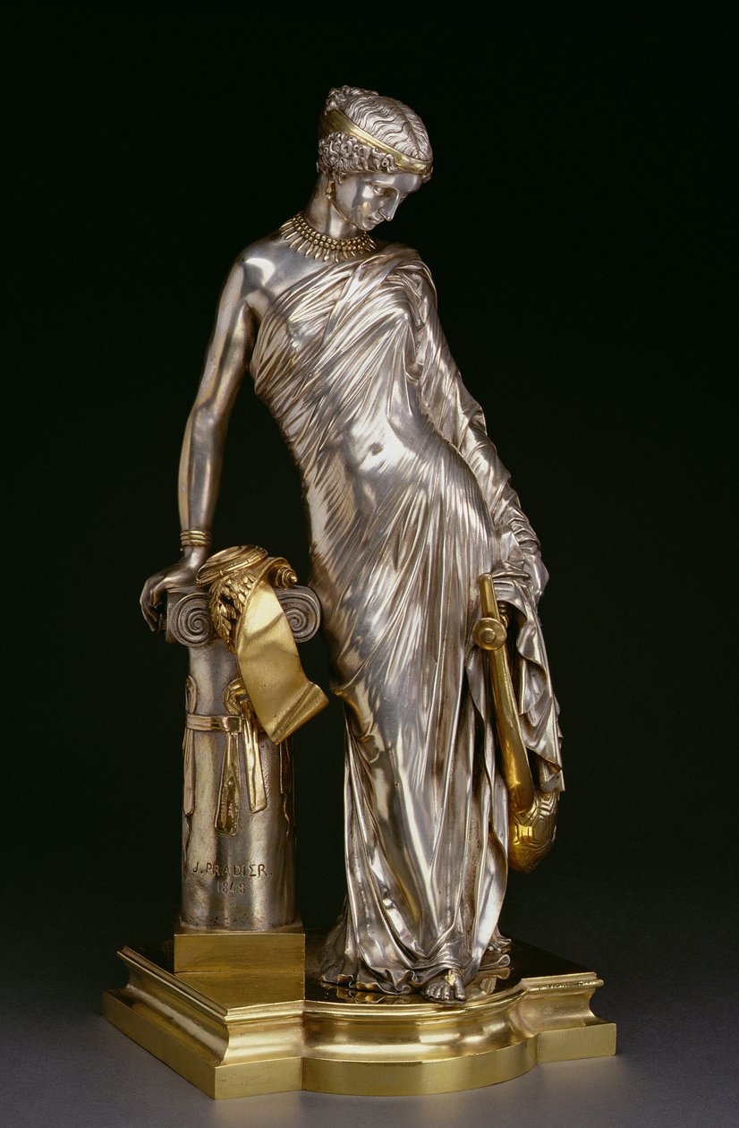 Sappho seisova hahmo, 1848 (hopeaa ja kullattua pronssia) tekijältä James Pradier