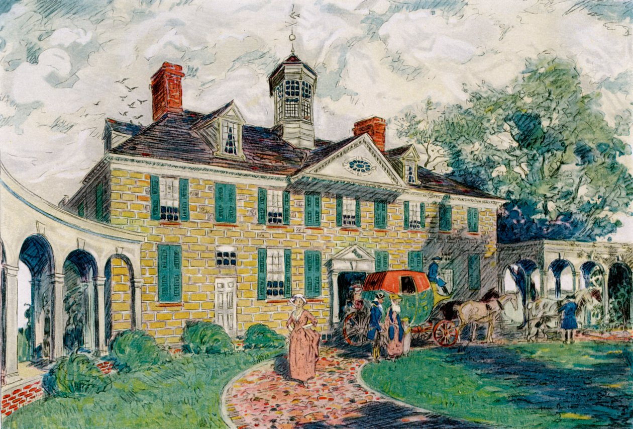 Mount Vernon, lähellä Alexandriaa, Virginia, USA, 1700-luku 1921. tekijältä James Preston