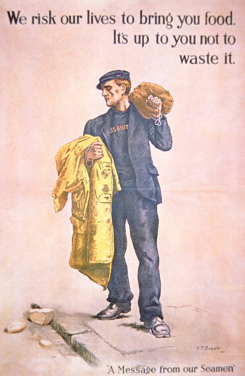 Brittiläinen ensimmäisen maailmansodan juliste, jossa on kauppamerimies tekijältä James Prinsep (after) Beadle