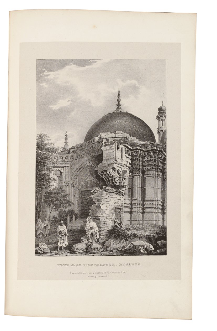 Vishweshwurin temppeli, Benares 1831-33 (litografia) tekijältä James Prinsep