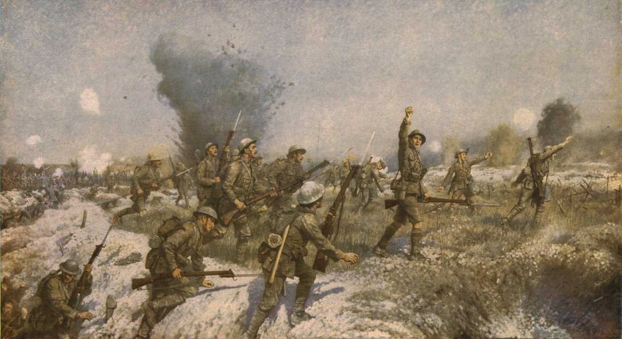 "Ulster-divisioonan hyökkäys 1. heinäkuuta 1916", n. 1930. tekijältä James Prinsep Beadle