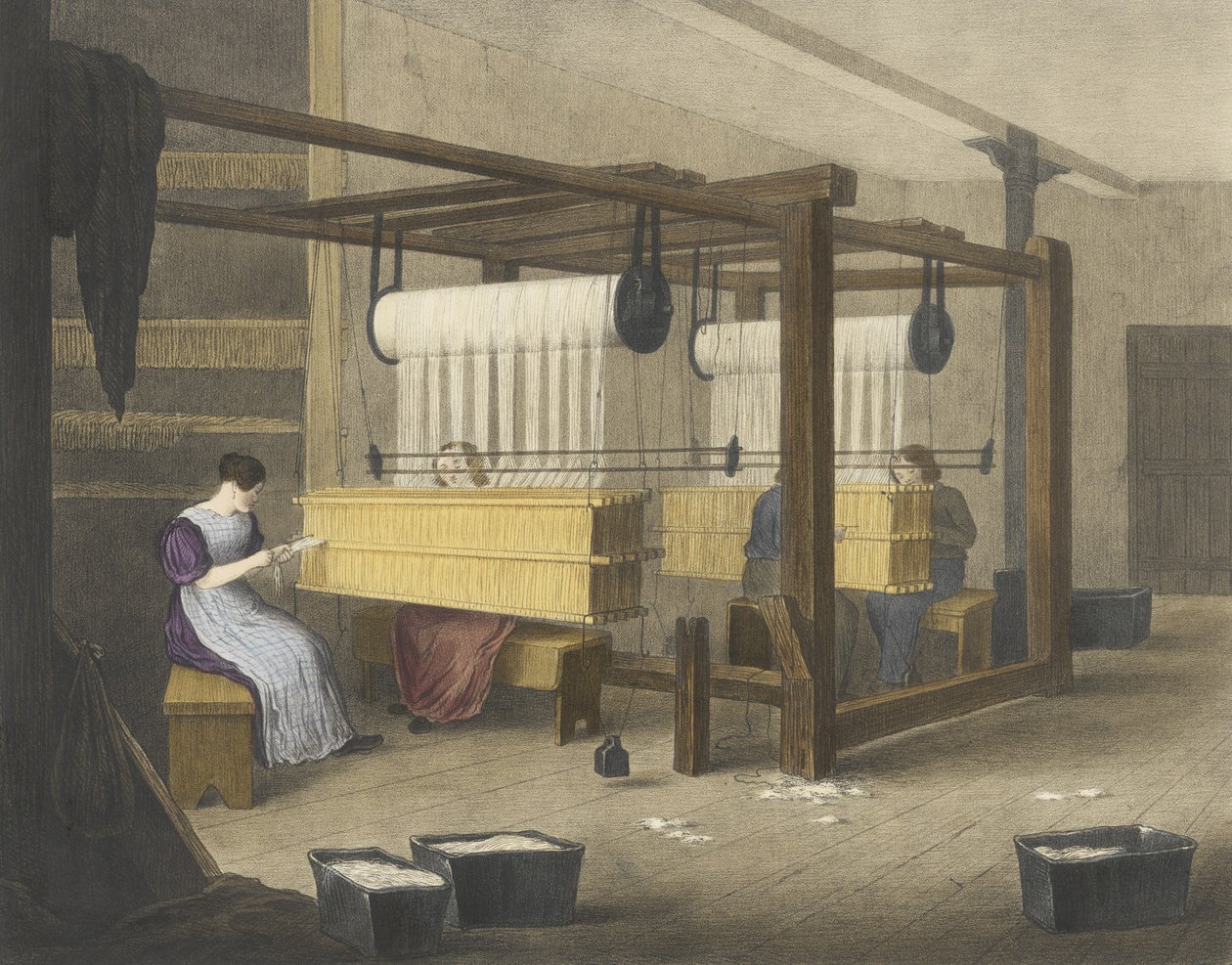 Reeding or Drawing in, Progress of Cotton No. 9, pub. 1840 tekijältä James Richard Barfoot