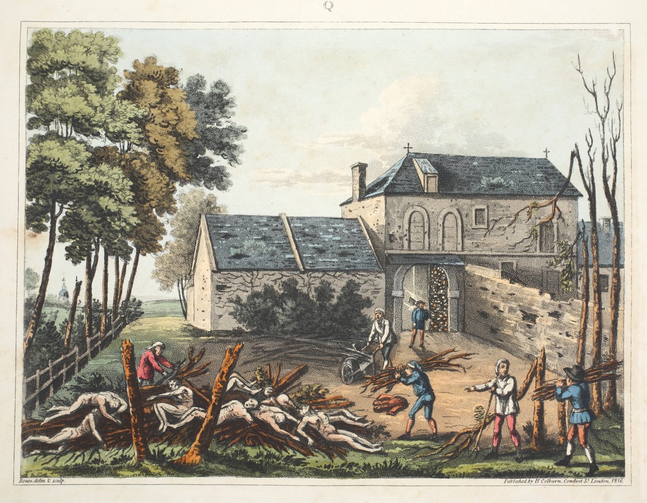 Chateau of Hougoumont: näyttää kuolleiden haudattamisen taistelun jälkeen tekijältä James Rouse