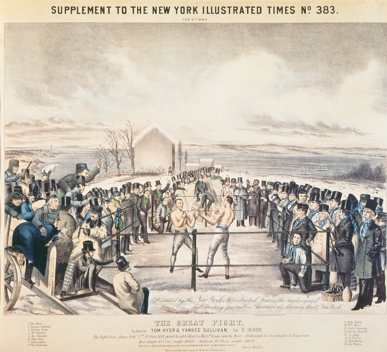 Suuri taistelu Tom Hyerin ja Yankee Sullivanin välillä, 1849 tekijältä James S. Baillie