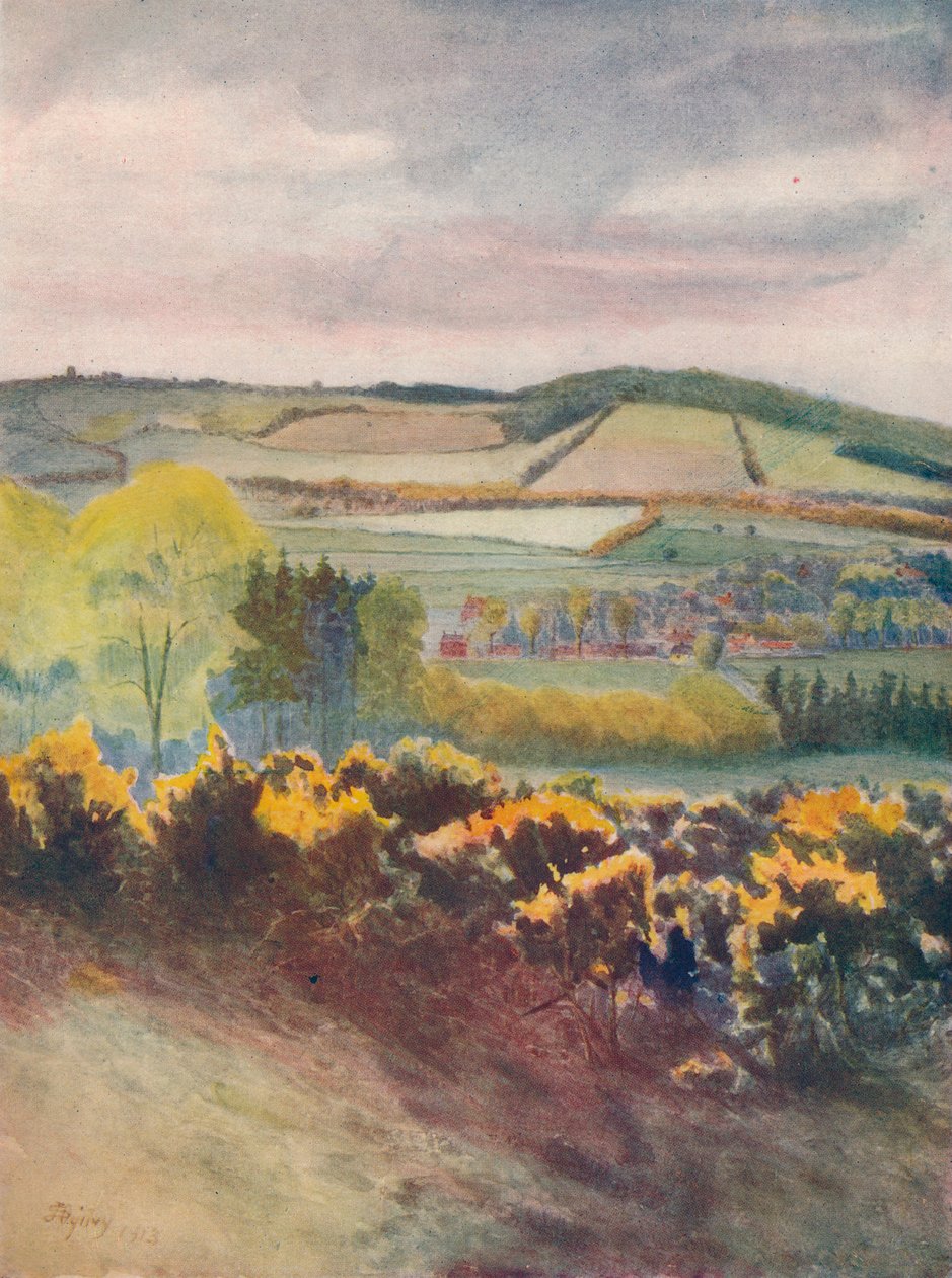 "Näkymä Caterhamiin, Tilburstow Hillistä", 1913, 1914 tekijältä James S Ogilvy