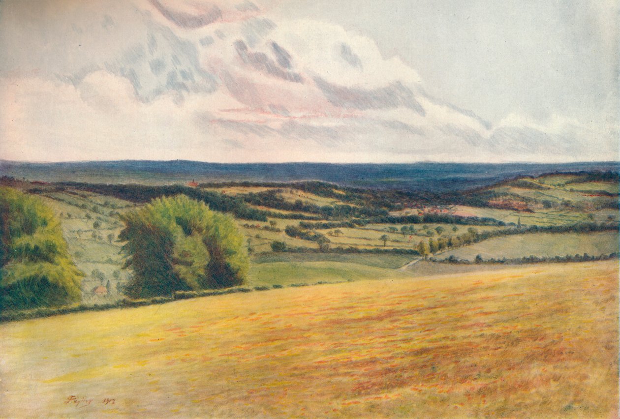 "Näkymä Tatsfieldin kirkkopihasta", 1912, 1914 tekijältä James S Ogilvy