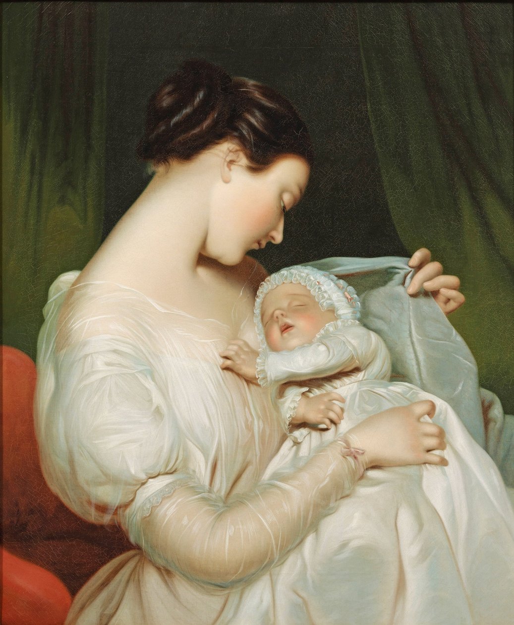 James Sant - Muotokuva taiteilijan vaimosta Elizabethista tyttärensä kanssa. tekijältä James Sant