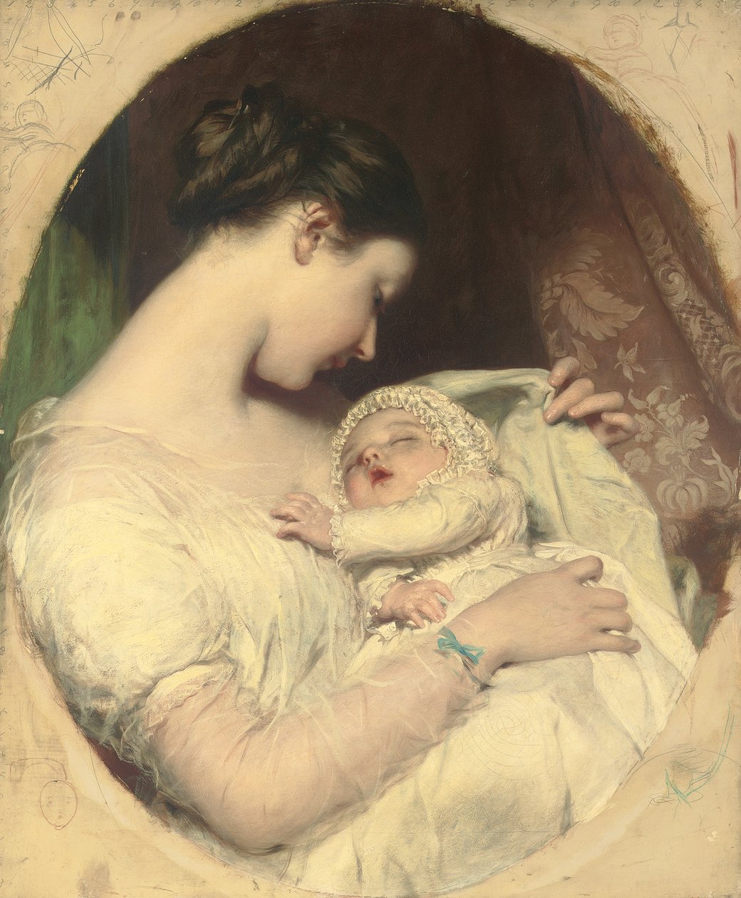 Taiteilijan vaimo Elizabeth tyttärensä Mary Edithin kanssa tekijältä James Sant