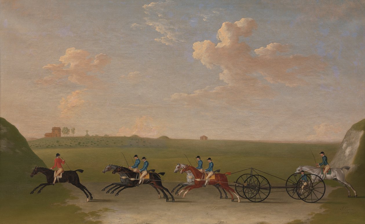 Chaise Match Run Newmarket Heathissa keskiviikkona 29. elokuuta 1750 tekijältä James Seymour