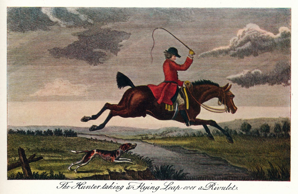 Metsästäjä hyppää joen yli, c1740, 1922 tekijältä James Seymour