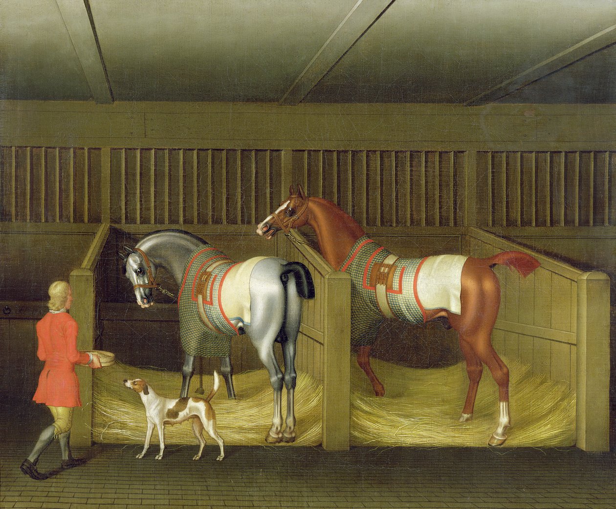 Tallit ja kaksi kuuluisaa juoksuhevosta, jotka kuuluvat Hänen armolleen, Boltonin herttualle, 1747 tekijältä James Seymour
