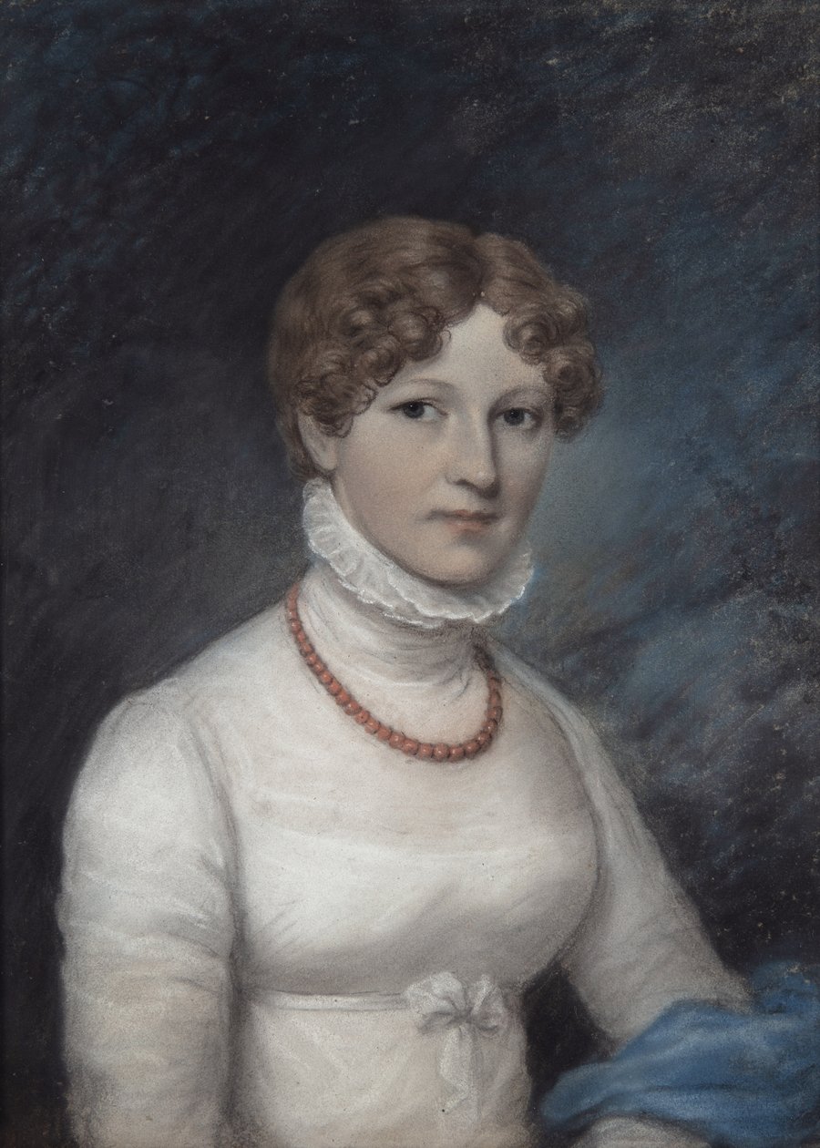 Rouva Morgan, noin 1794 (pastelli harmaalla paperilla) tekijältä James Sharples