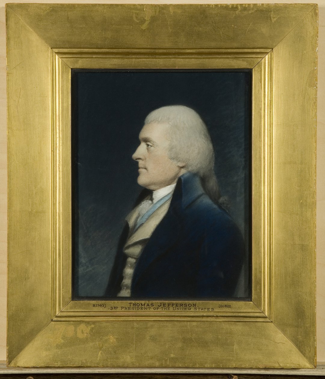 Thomas Jefferson, n. 1797 (pastelli harmaalle paperille) tekijältä James Sharples