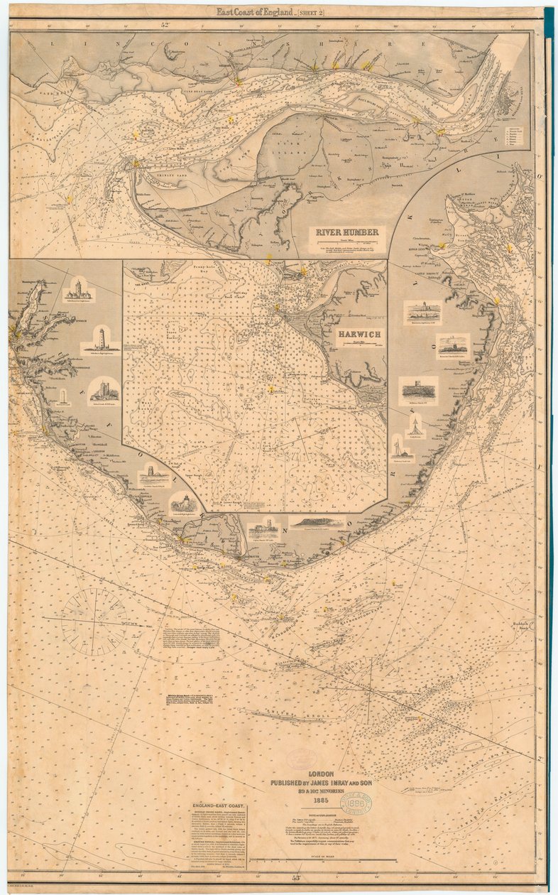 Englannin itärannikko. Arkki 2, 1800-luvun loppupuoli (vedos) tekijältä James & Son Imray