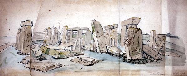 Stonehenge (akvarelli paperille) tekijältä James Sowerby