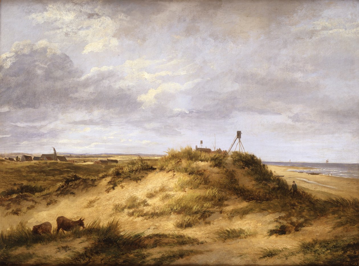 Rannikkokohtaus Wintertonin lähellä, noin 1830 (öljyä levylle). tekijältä James Stark
