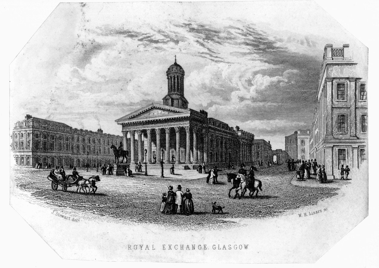 Royal Exchange, Glasgow, kaivertanut William Home Lizars tekijältä James Stewart