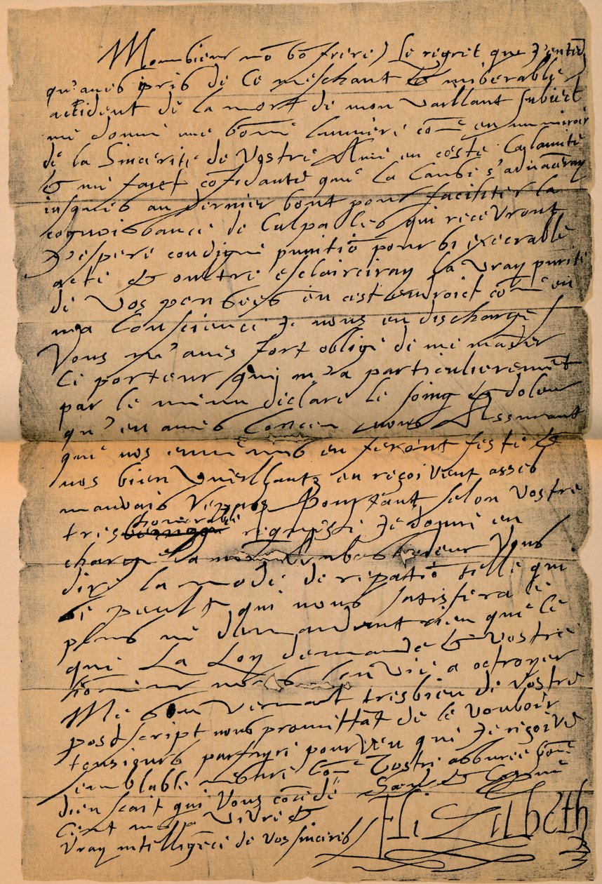 Kuningatar Elisabet I:n kirje 1533-1603 kuningas James VI:lle 1566-1625, 1898 tekijältä James Stillie