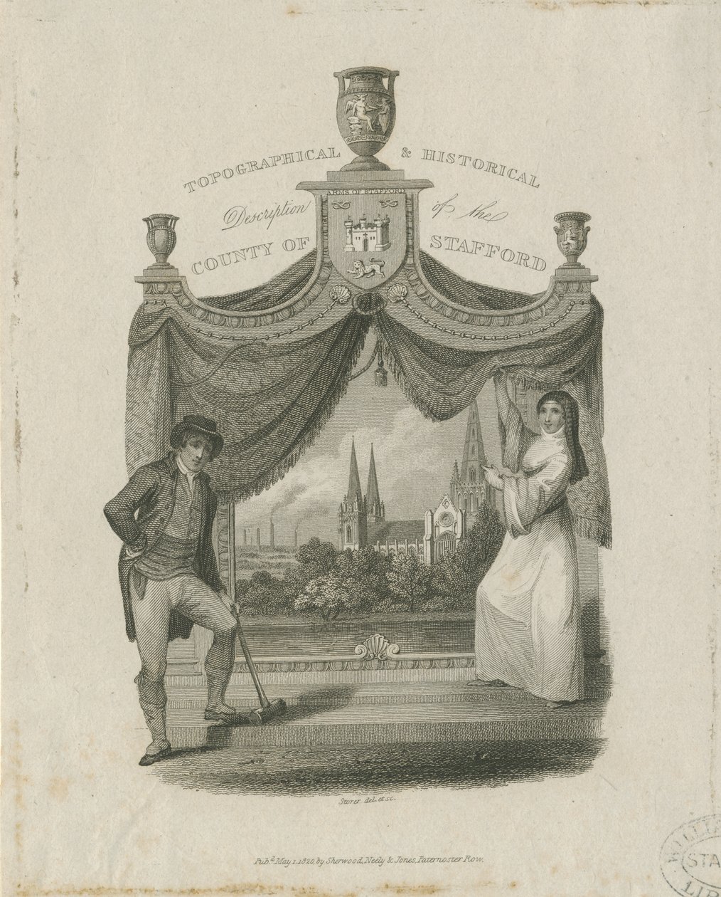 Lichfieldin katedraali - Lounaisnäkymä: kaiverrus ja [c 1820] tekijältä James Storer