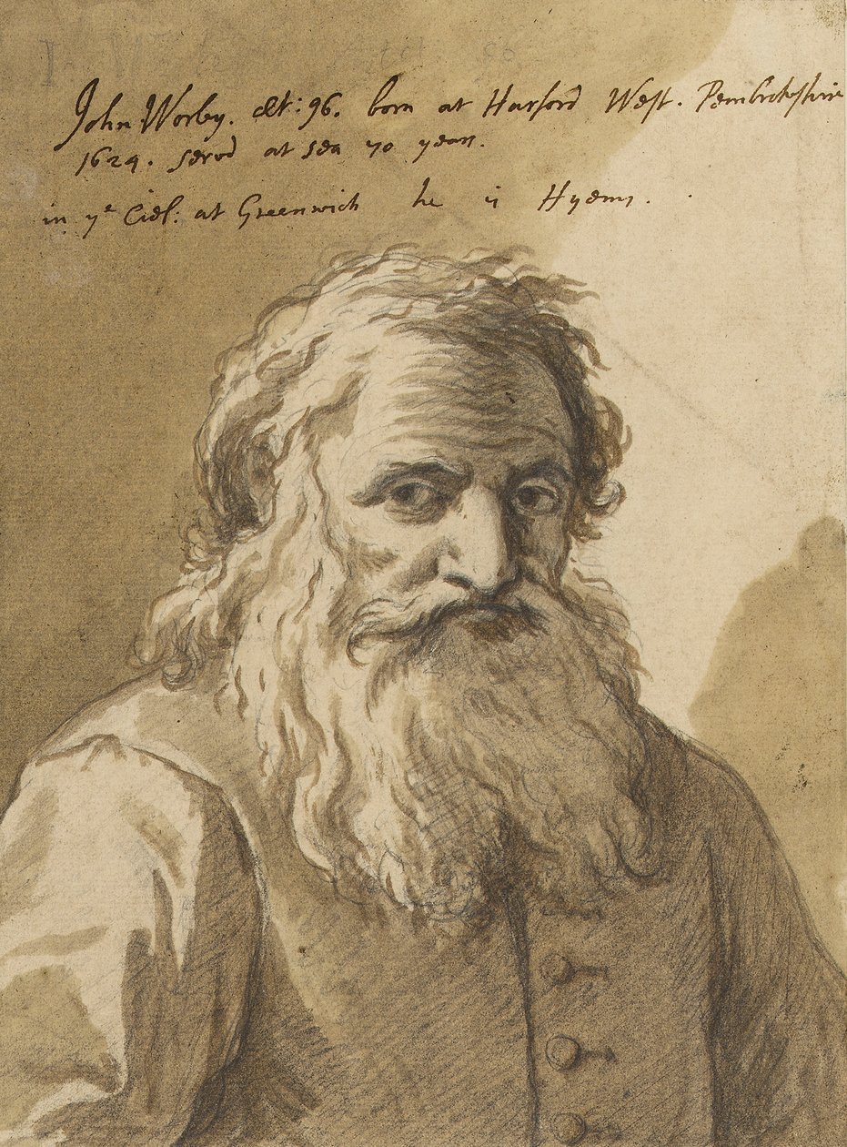 John Worley (1624-1721), noin 1720 (grafiitti, pesu, ruskea) tekijältä James Thornhill