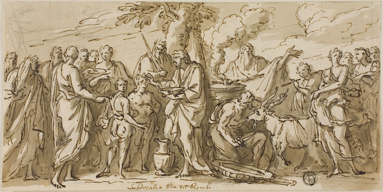 Lupercalia (recto) ja luonnokset kuvioista (käänteinen) tekijältä James Thornhill