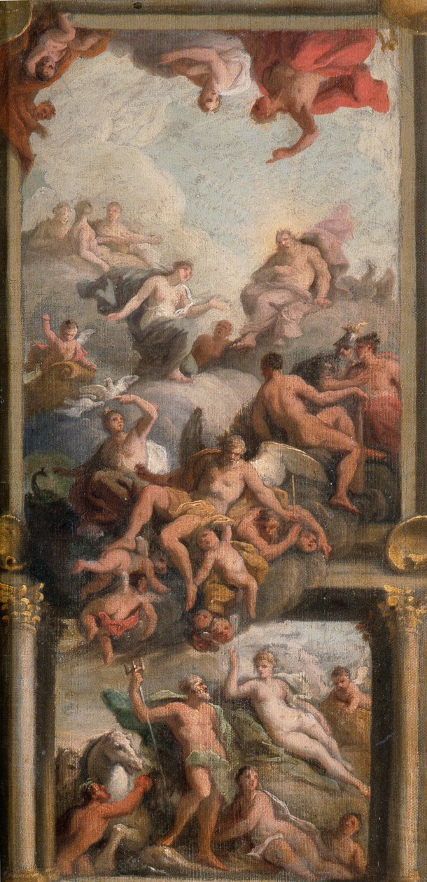 Olympian kohtaus, noin 1720 (öljy kankaalle). tekijältä James Thornhill