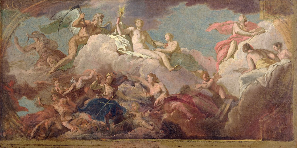 Aika, totuus ja oikeus, n. 1716 (öljy kankaalle) tekijältä James Thornhill