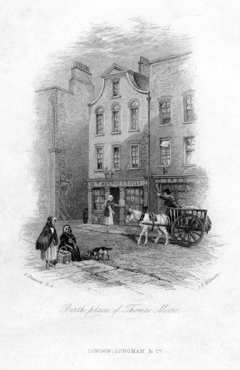 Thomas Mooren syntymäpaikka, Dublin, 1800-luku. tekijältä James Tibbitts Willmore