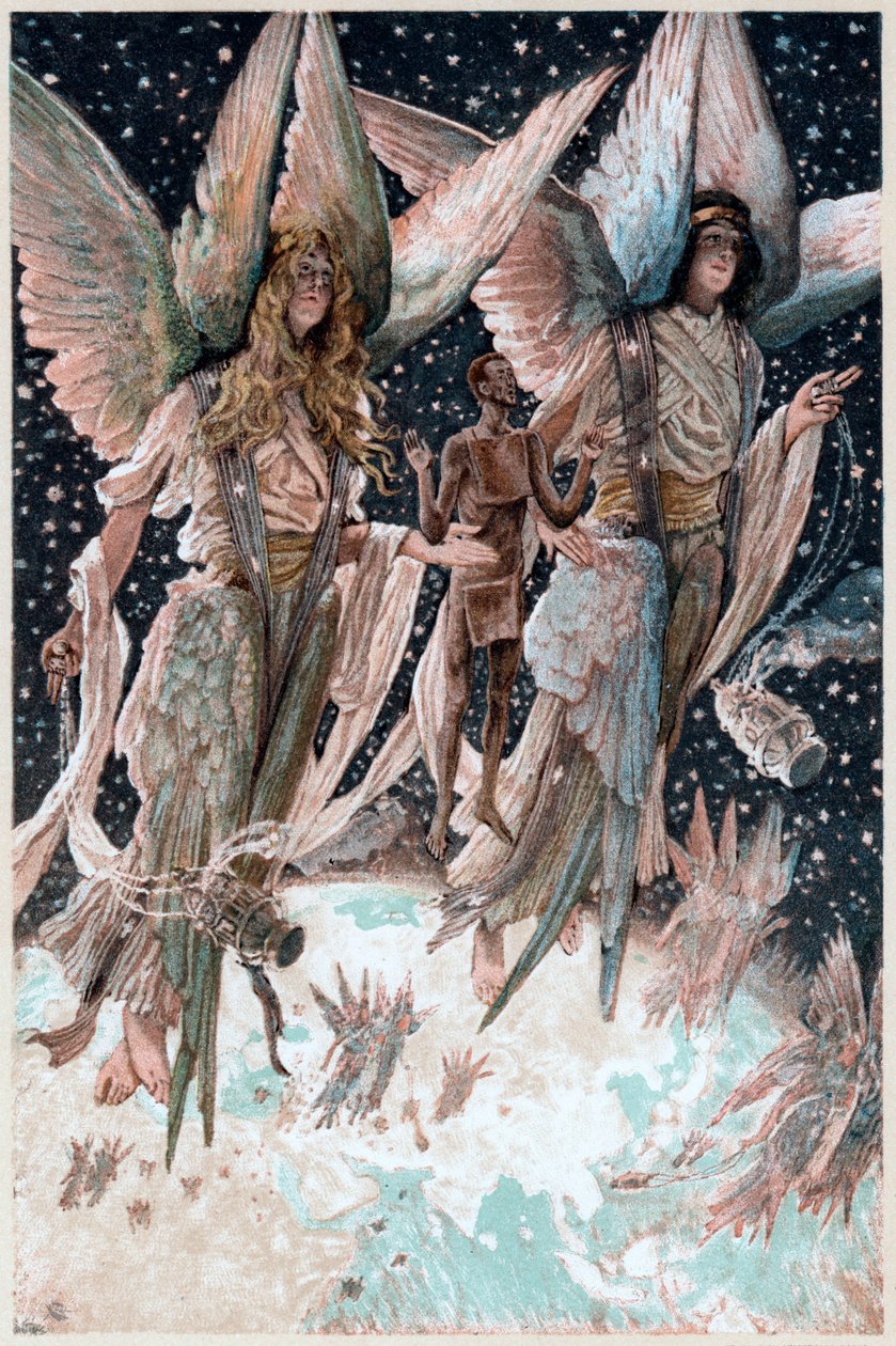 aÀnima del lladre penitent portat al paradís per àngels amb encensers encesos, 1897 finlandès tekijältä James Tissot