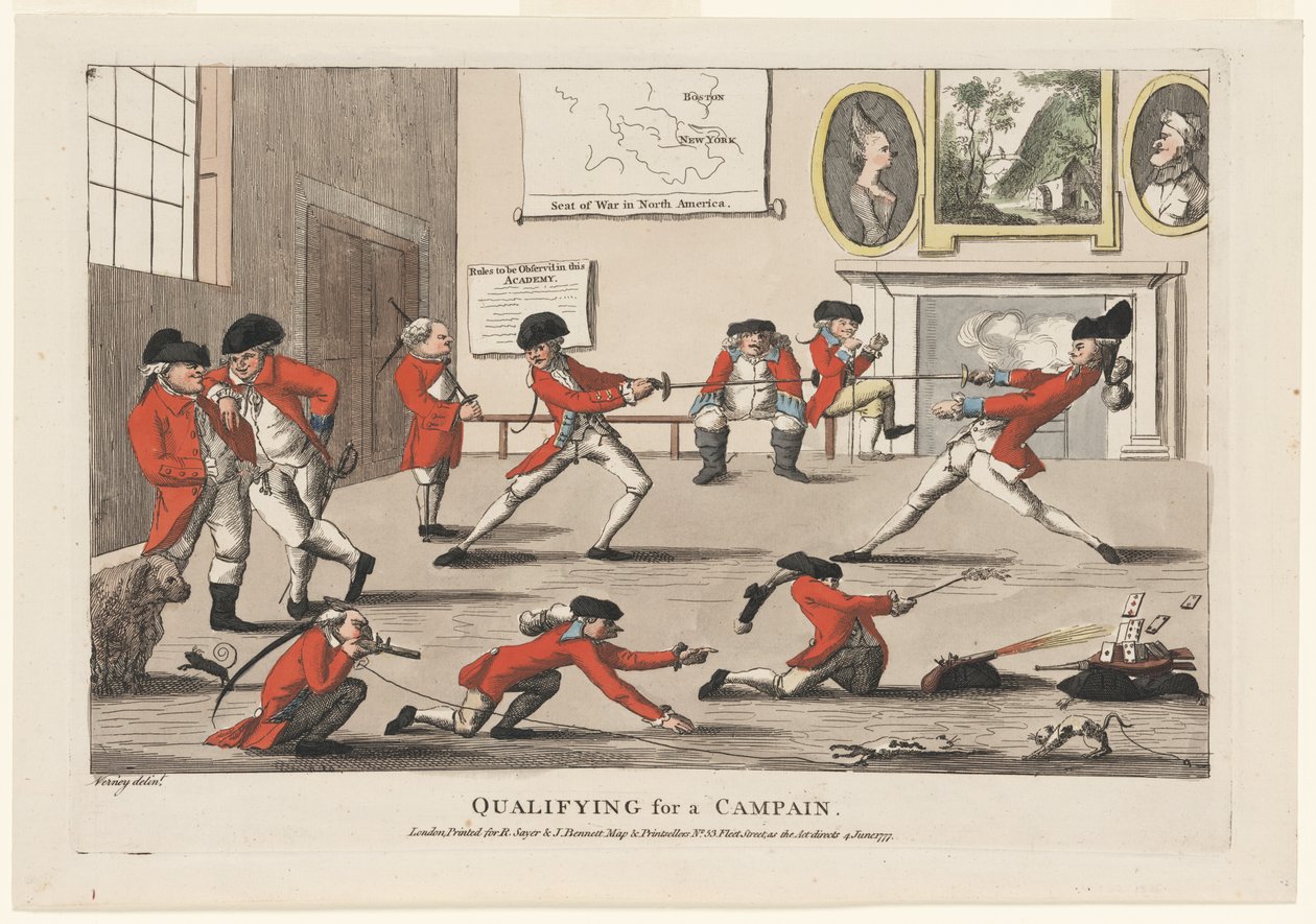Kelpoisuus kampanjaan, pubi. 1777 (käsinvärinen kaiverrus) tekijältä James Verney