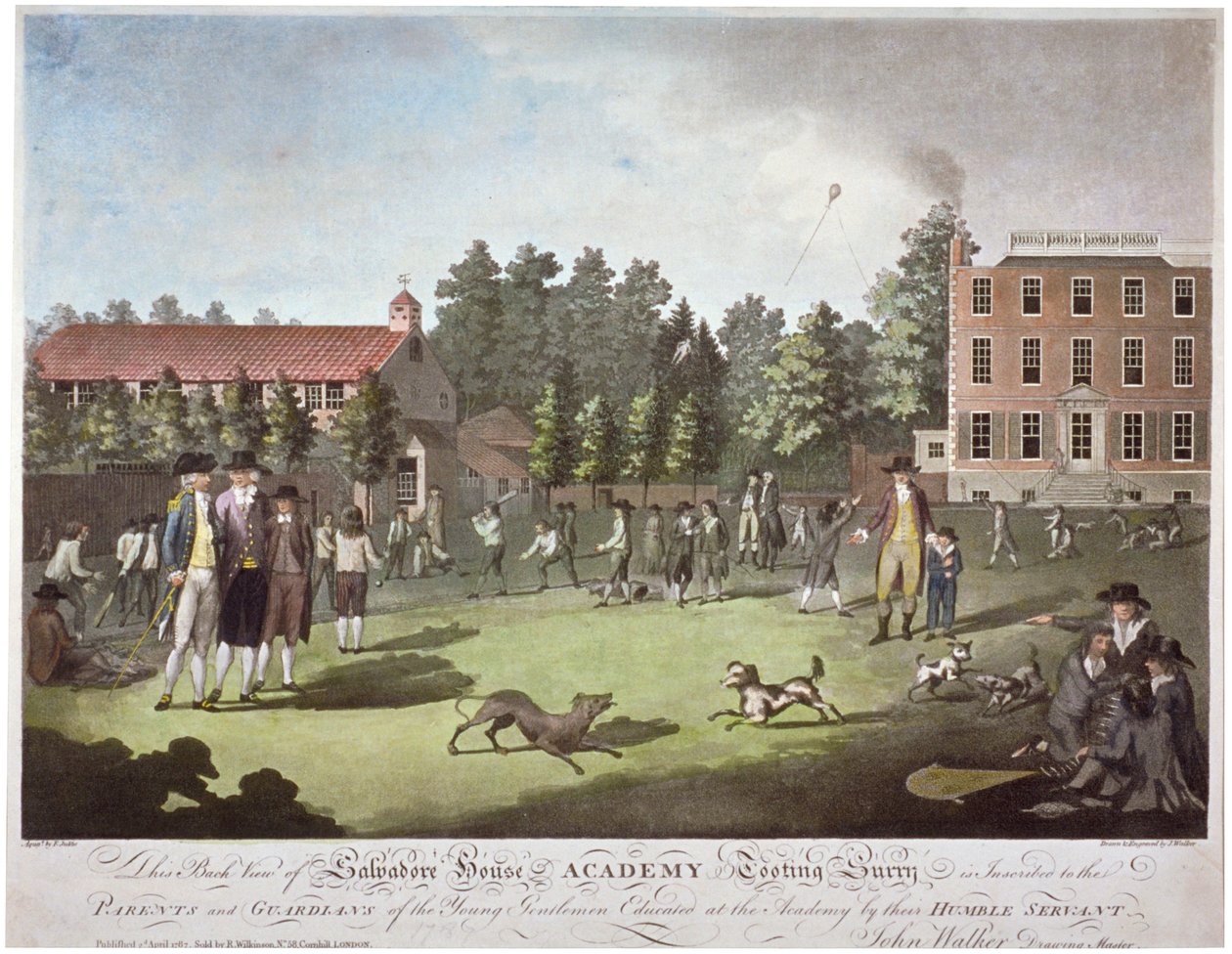 Takakuva Salvadore House Academysta, Tooting, Wandsworth, Lontoo, 1787 tekijältä James Walker