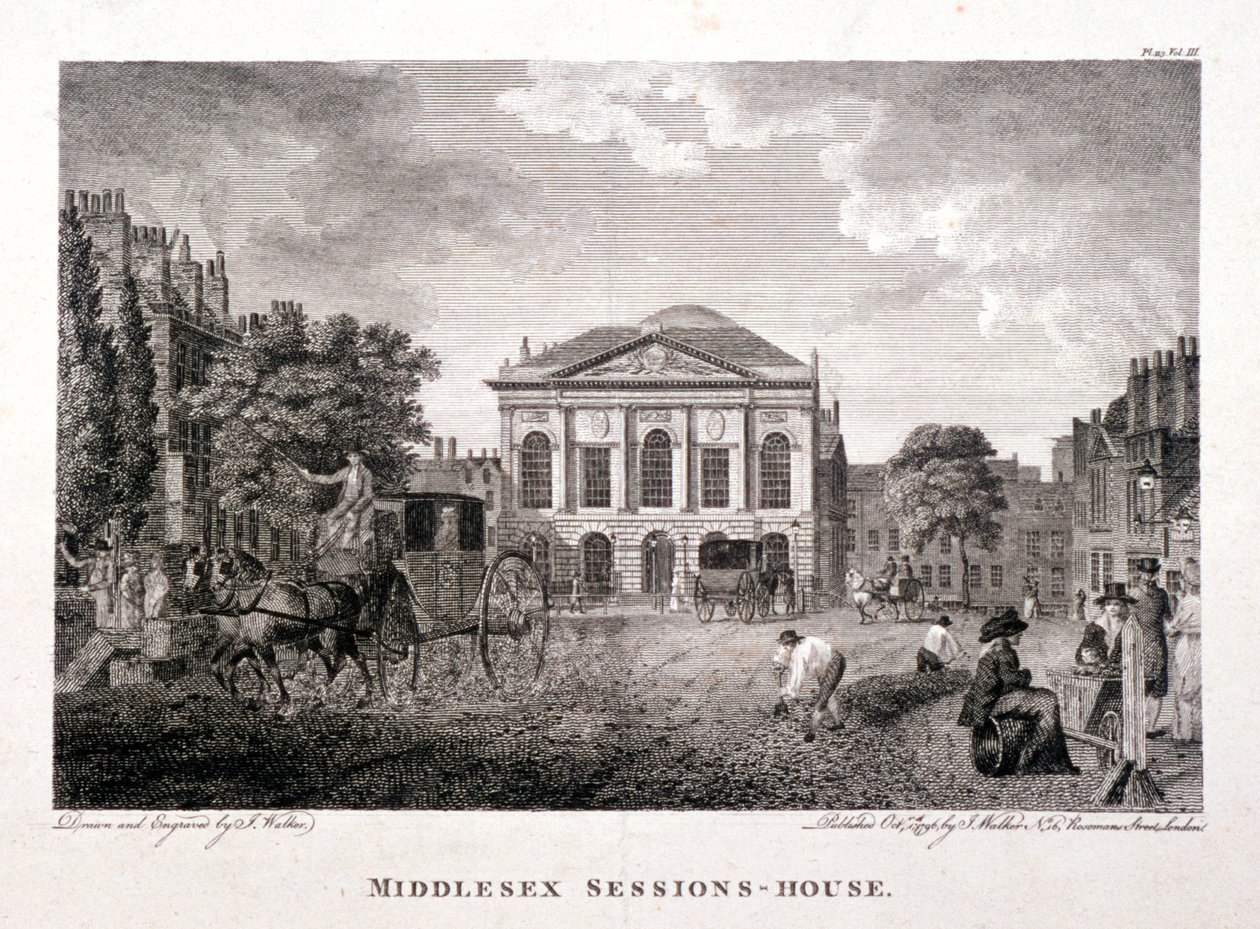 Clerkenwell Green, Finsbury, Lontoo, 1796 tekijältä James Walker