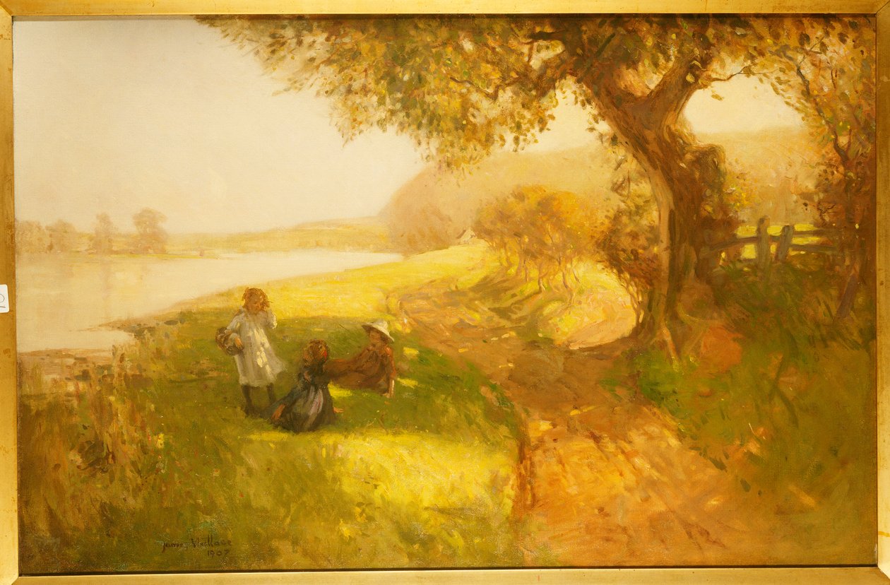 Kesäpäivä - Lapset Tweedin rannalla, 1907 tekijältä James Wallace