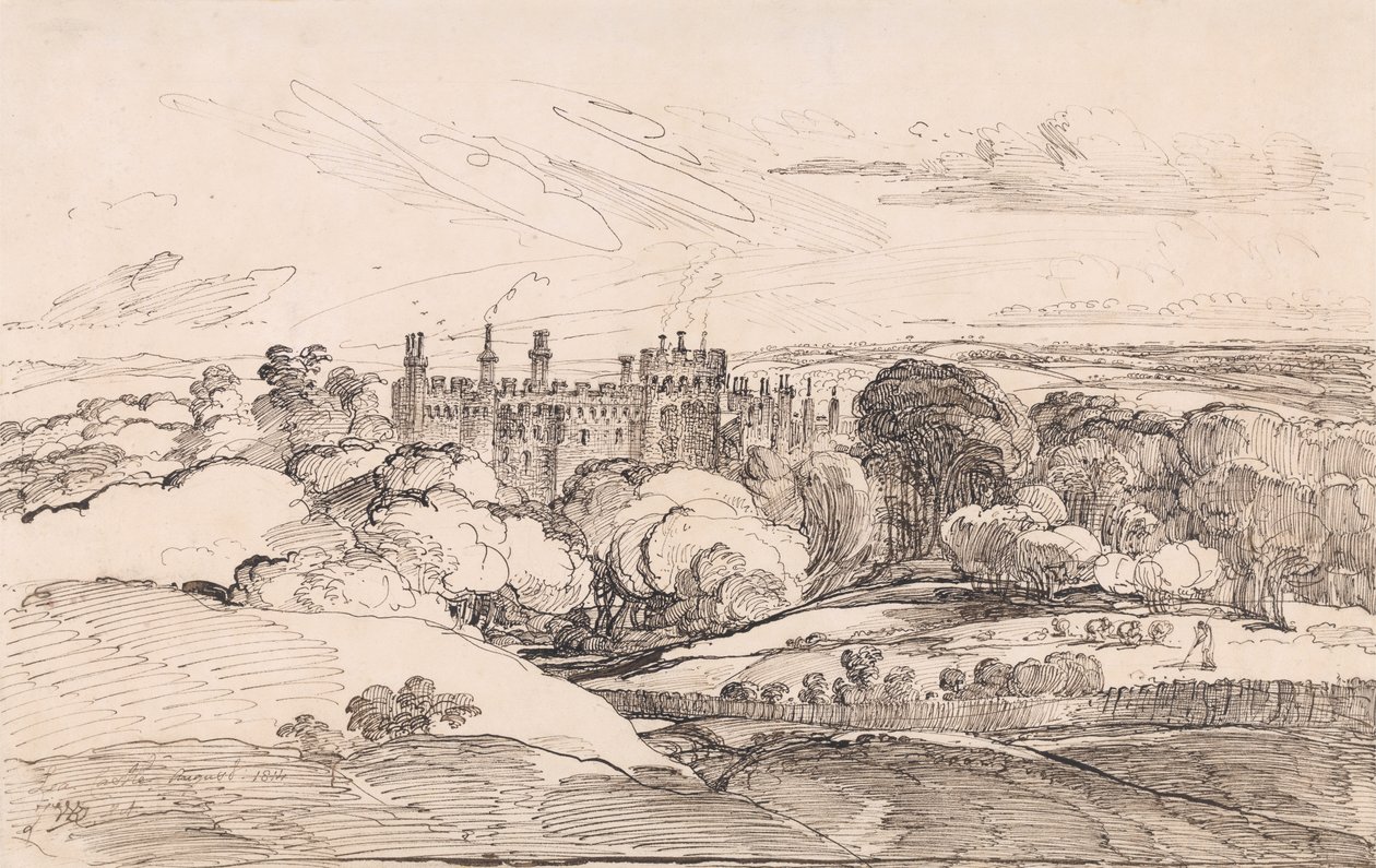 Lean linna metsän ylhäältä, 1814 (kynä ja musta muste paperille) tekijältä James Ward
