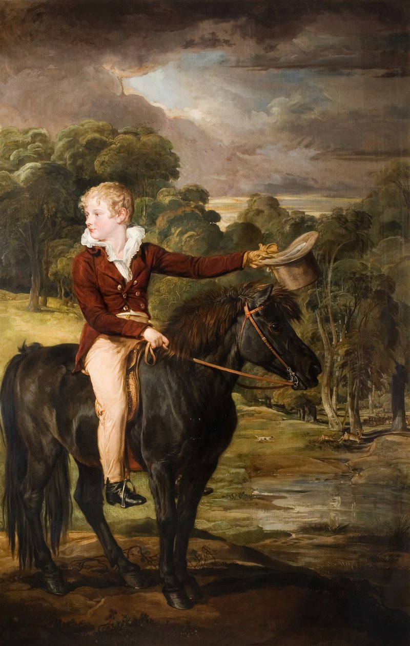 Lord Stanhopen muotokuva 1805-66 ratsastaa ponilla, 1815. tekijältä James Ward
